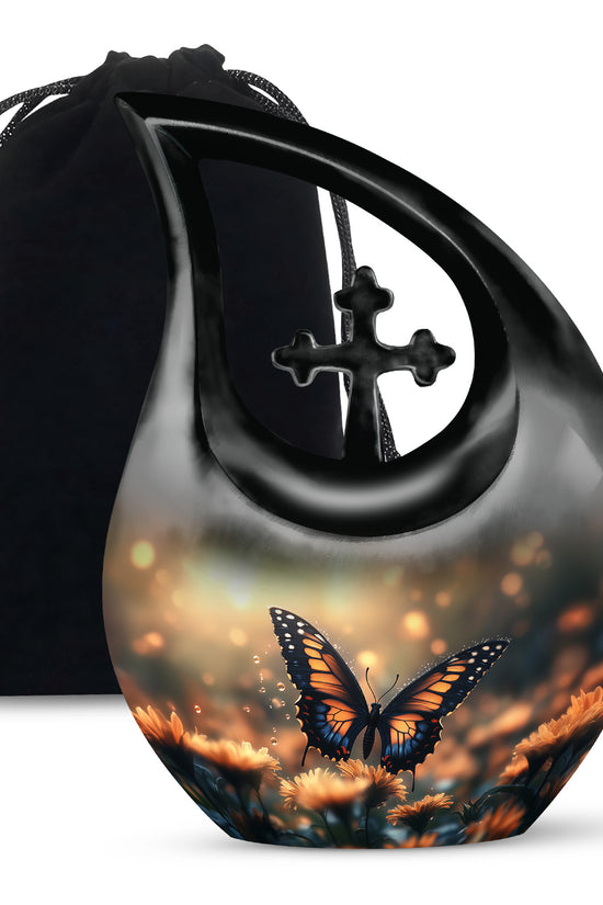 Yellow Butterfly Large Cremation Urn for Ashes for Adults