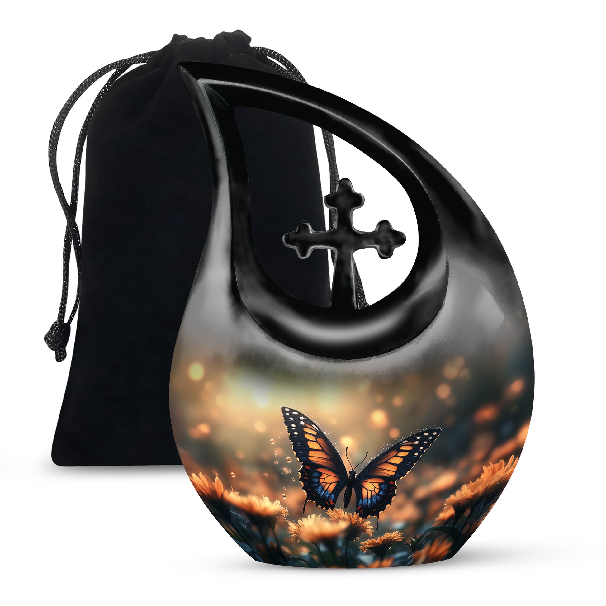Yellow Butterfly Large Cremation Urn for Ashes for Adults
