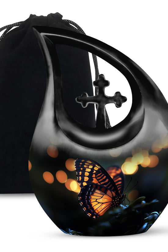 Yellow Monarch Butterfly Urn For Ashes - Large Urn For Men & Women