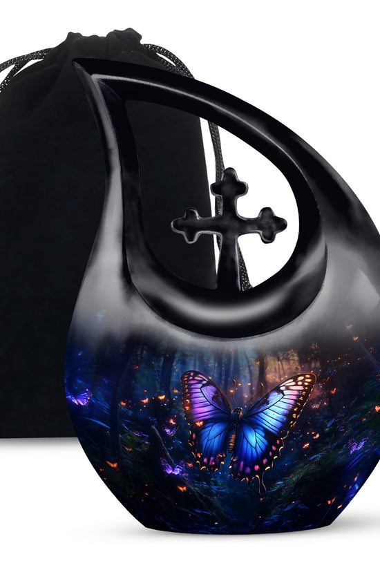 Blue Butterfly Urn For Ashes - Large Urn For Men & Women