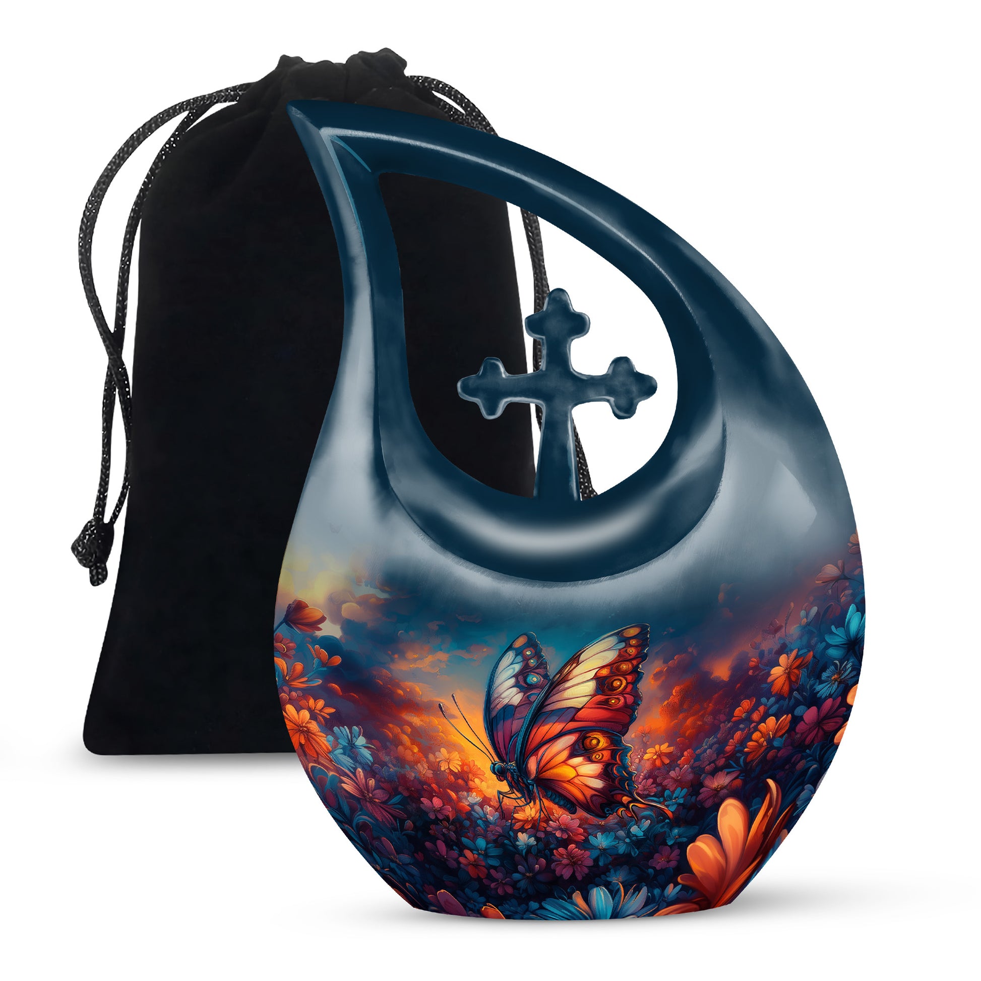 Monarch Butterfly Sunset Cremation Urn - Artistic Urns For Women