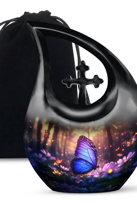 Blue Butterfly Cremation Urn For Ashes - Blue Butterfly Urn For Mom