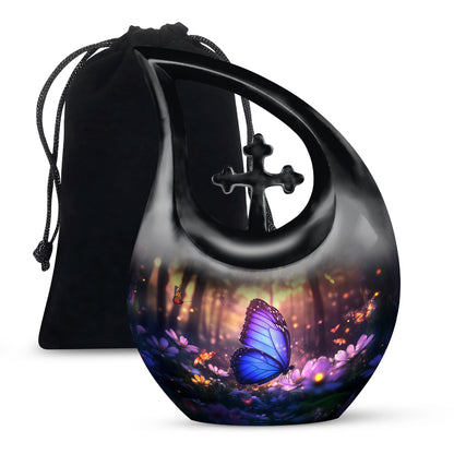Blue Butterfly Cremation Urn For Ashes - Blue Butterfly Urn For Mom