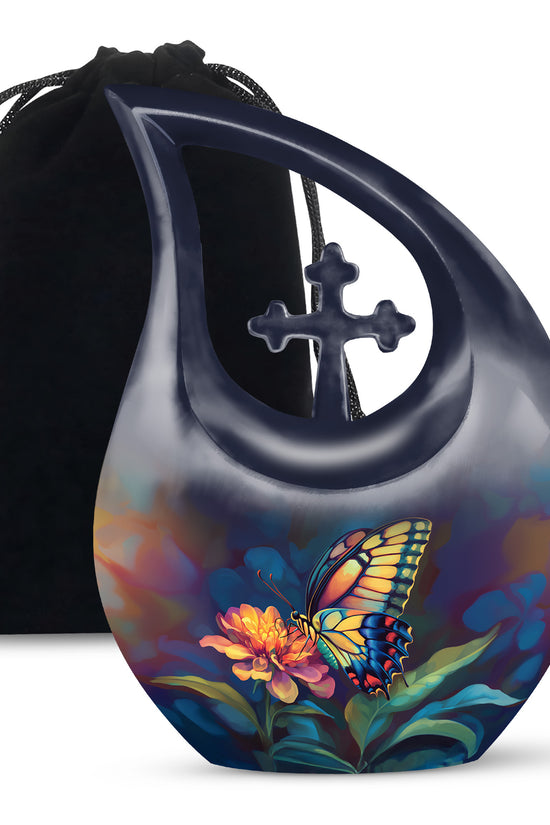 Floral Monarch Butterfly Urn For Ashes - Cremation Remains Containers