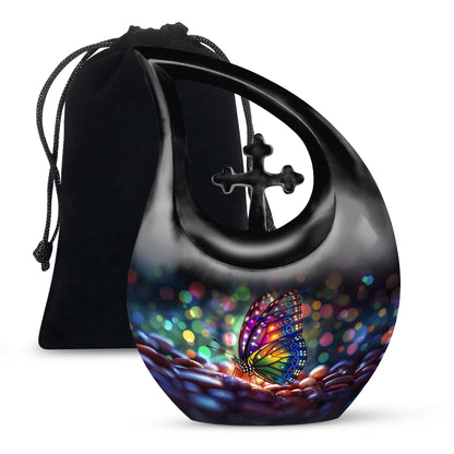 Colorful Butterfly Cremation Ashes Urn - Funeral Urns For Men and Women