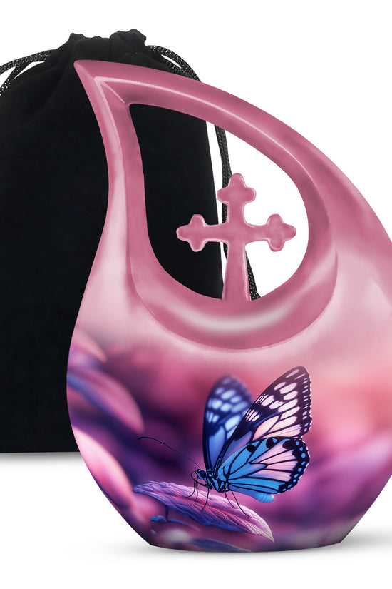 Blue Butterfly Urns For Ashes - Pink Cremation Urn For Funeral