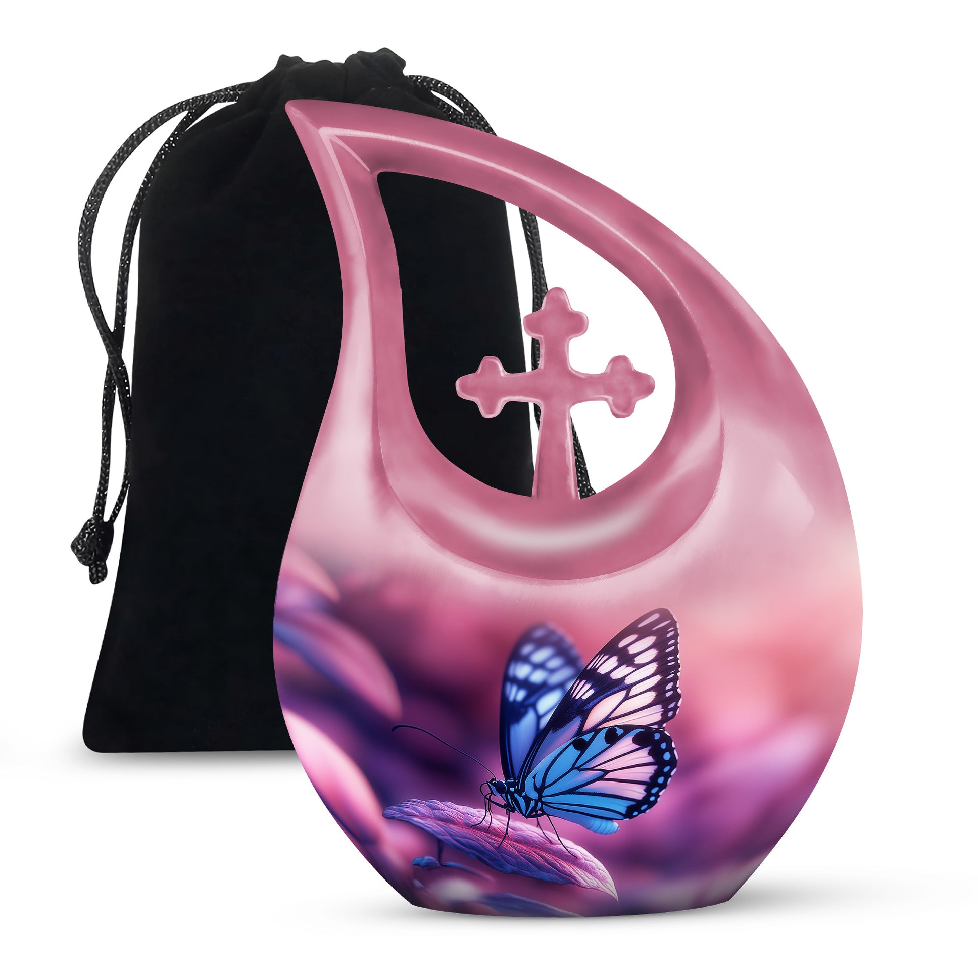 Blue Butterfly Urns For Ashes - Pink Cremation Urn For Funeral