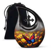 Animated Sunflower Memorial Urn - Monarch Butterfly Ashes Urn