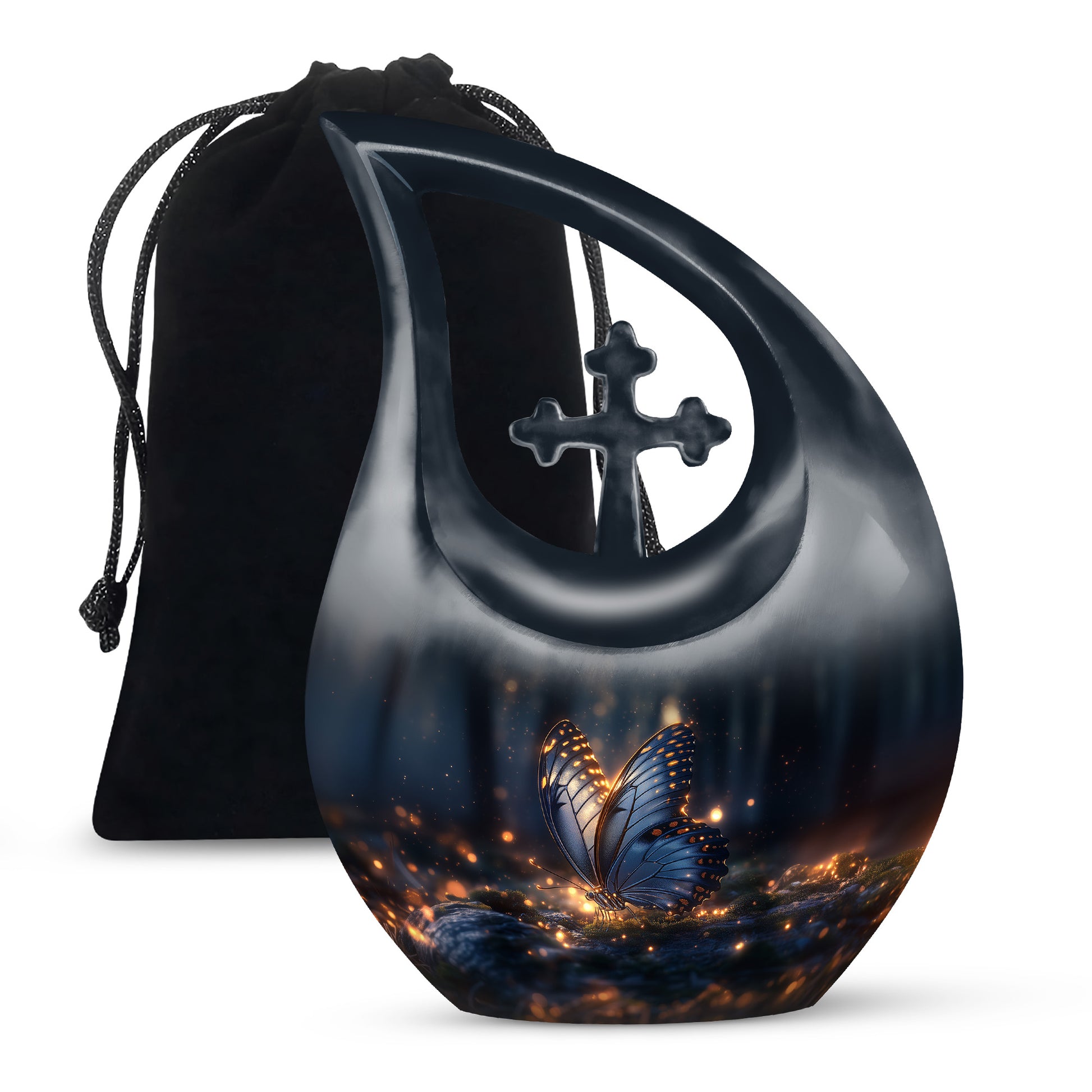 Mystic Grey Butterfly Urn For Mom And Dad - Funeral Urn For Loved Ones