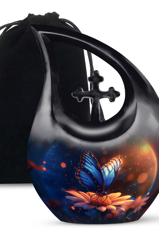Bule Butterfly Urn For Mom - Sun Flower Cremation Urn For Ashes