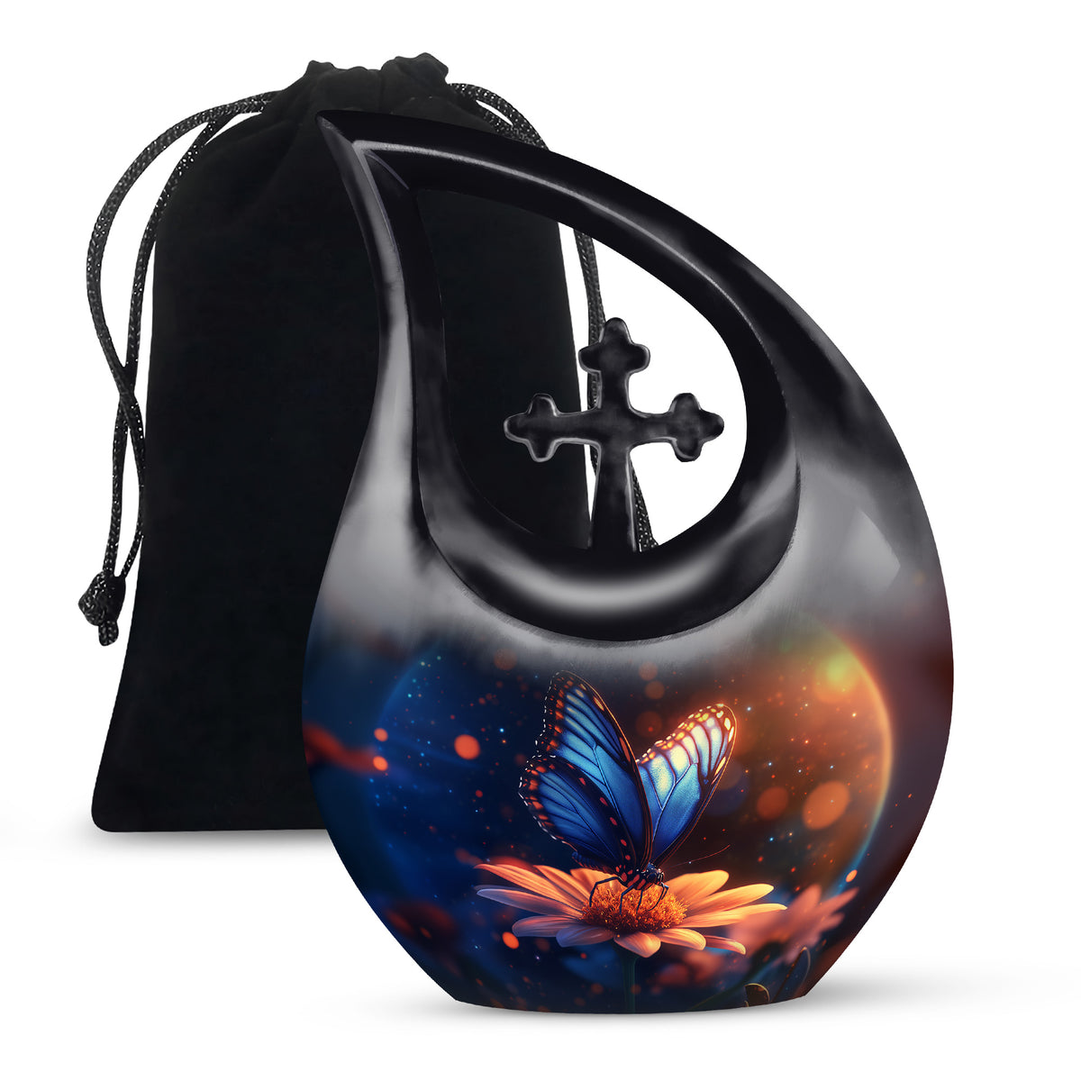 Bule Butterfly Urn For Mom - Sun Flower Cremation Urn For Ashes