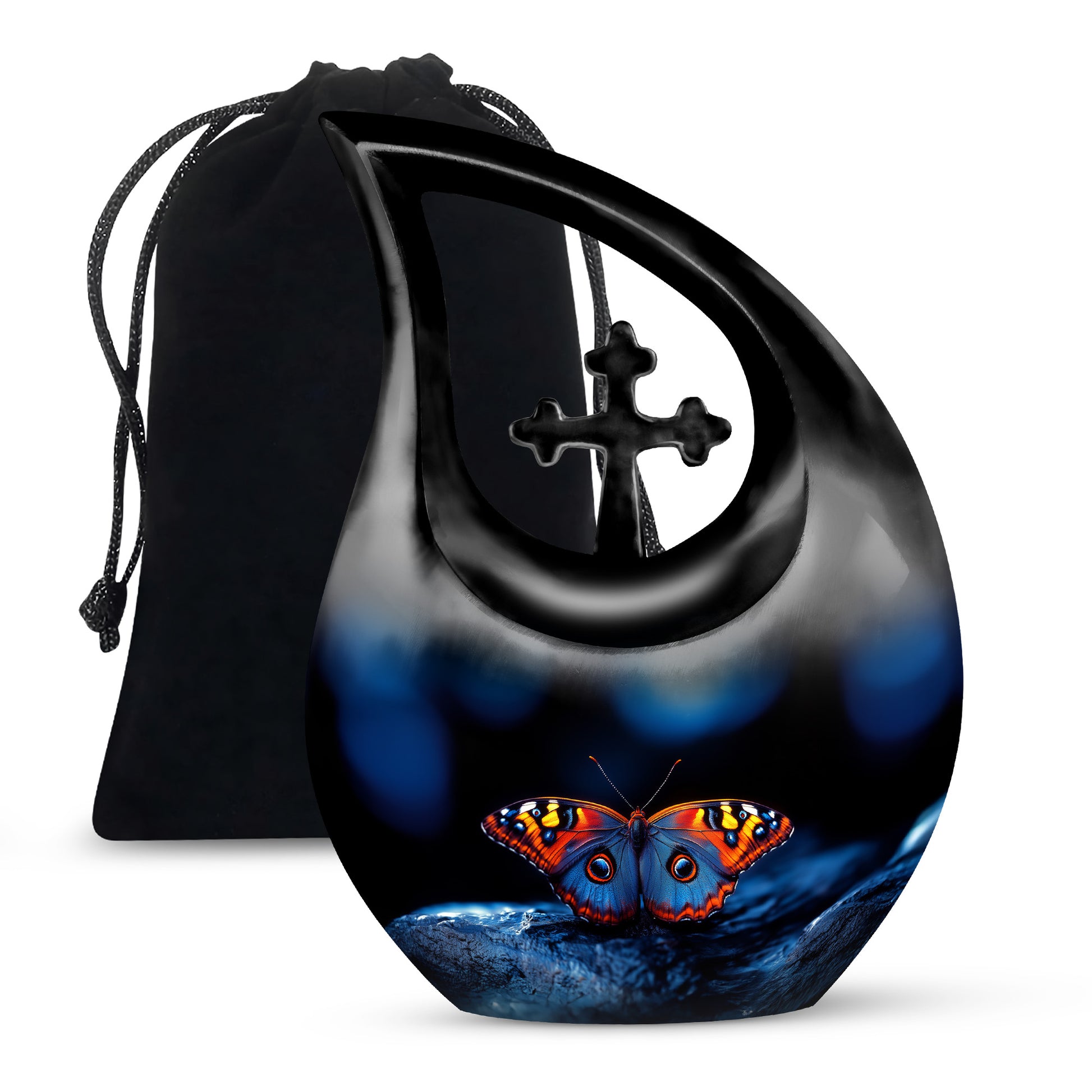 Unique Butterfly Funeral Ashes Urn - Blue Cremation Urn For Ashes