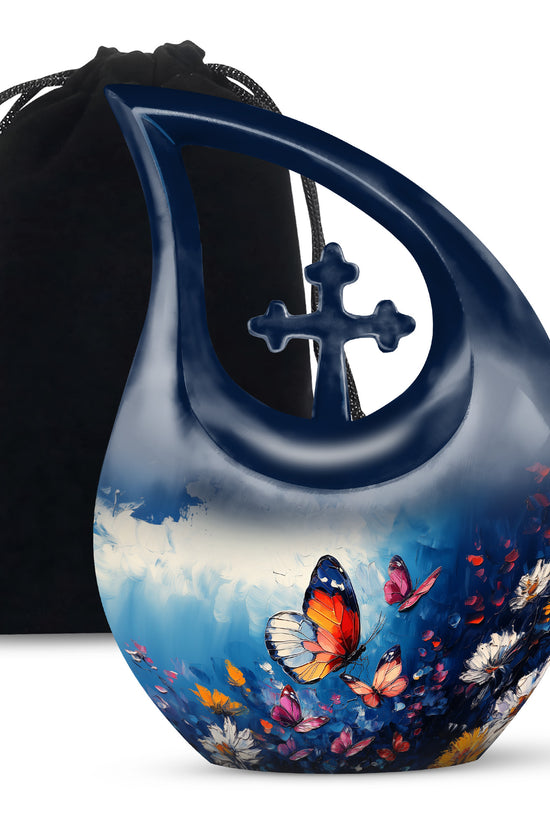 Butterflies Artwork Urn Memorial - Colorful Butterfly Urn for Funeral
