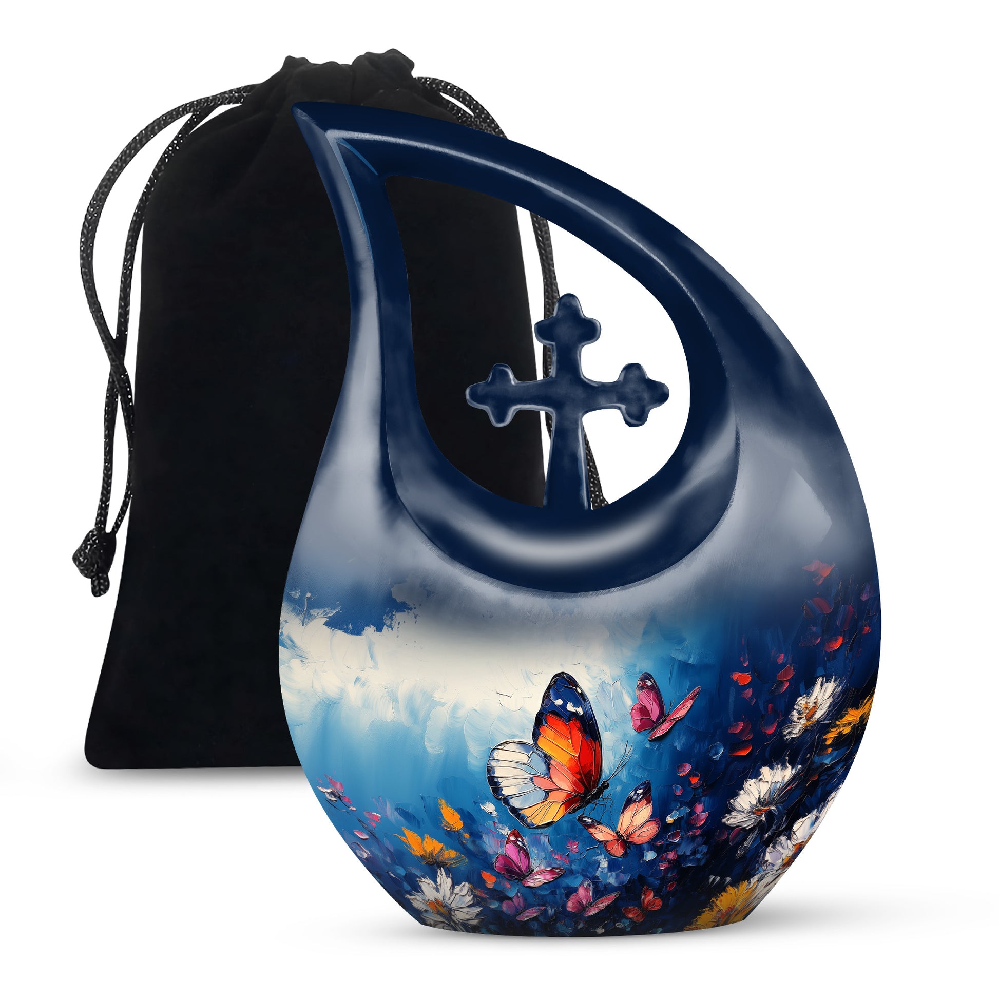 Butterflies Artwork Urn Memorial - Colorful Butterfly Urn for Funeral