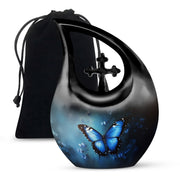 Blue Butterfly Cremation Ashes Urn - Funeral Urn For Men & Women