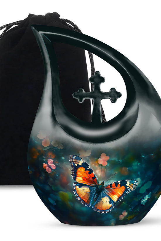 Orange Monarch Butterfly Cremation Urn - Urn For Ashes For Mom