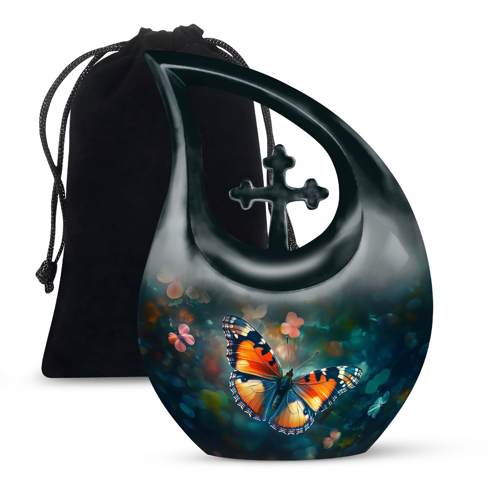 Orange Monarch Butterfly Cremation Urn - Urn For Ashes For Mom