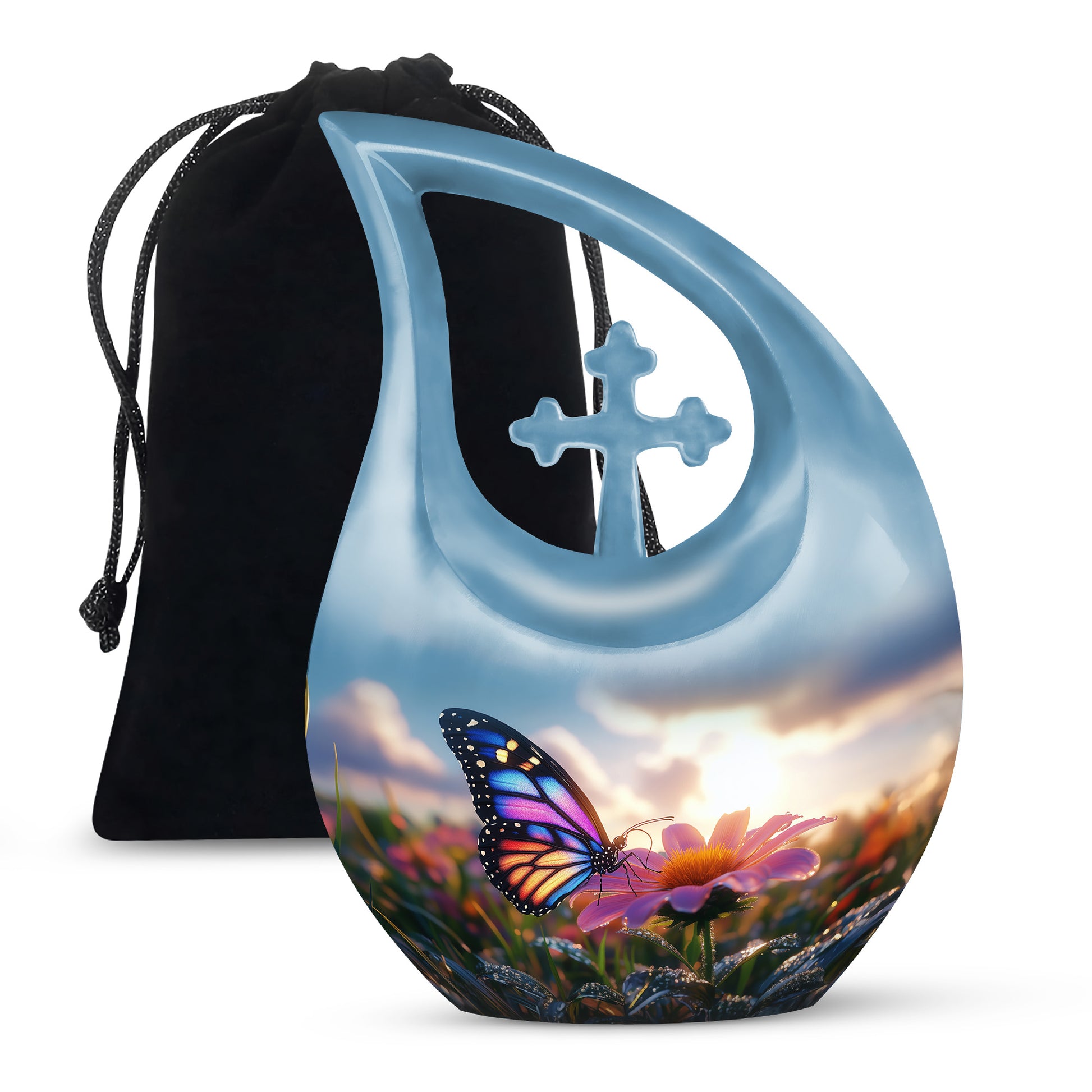 Colorful Butterfly Cremation Urn For Ashes - Punk Flower Urn Memorial
