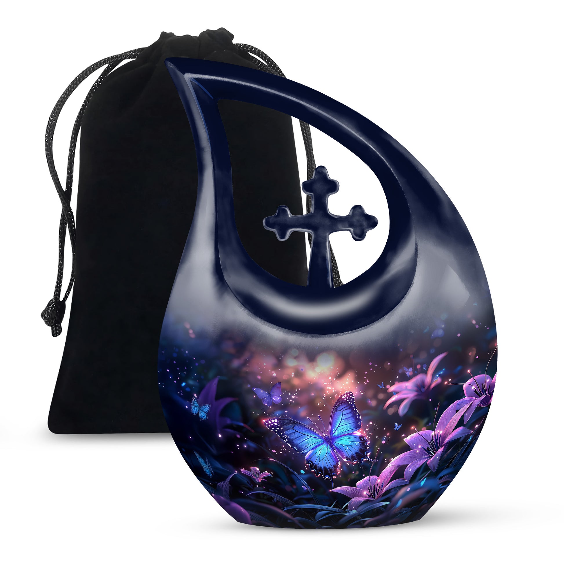 Blue Butterfly Urn For Burial - Beautiful Memorial Urn For Men & Women