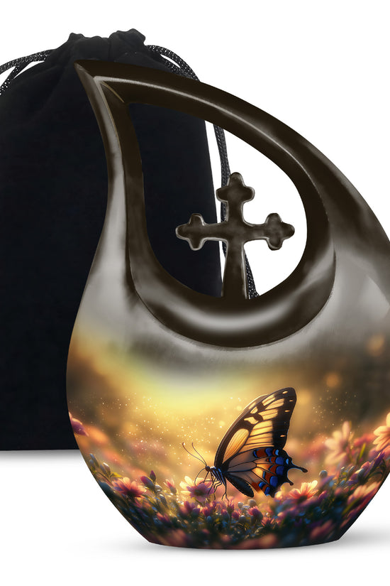 Yellow Monarch Butterfly Urn For Ashes - Burial Urns For Humans