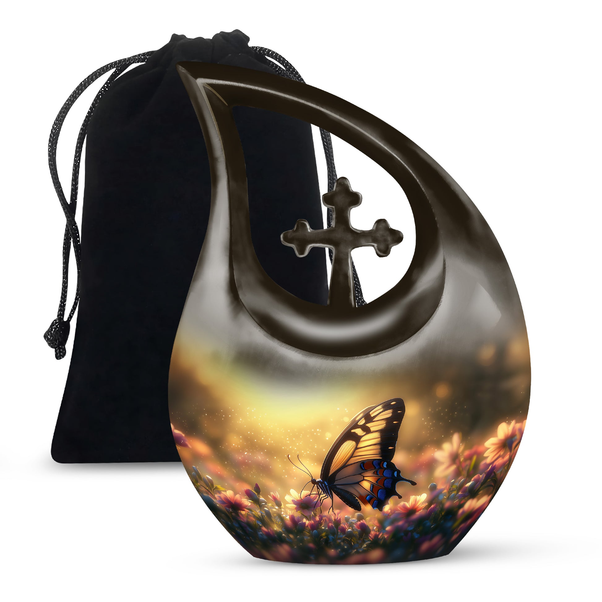 Yellow Monarch Butterfly Urn For Ashes - Burial Urns For Humans