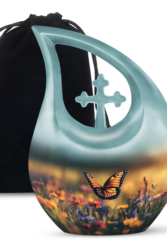 Monarch Butterfly Urn For Mother - Floral Fields Urns For Loved Ones