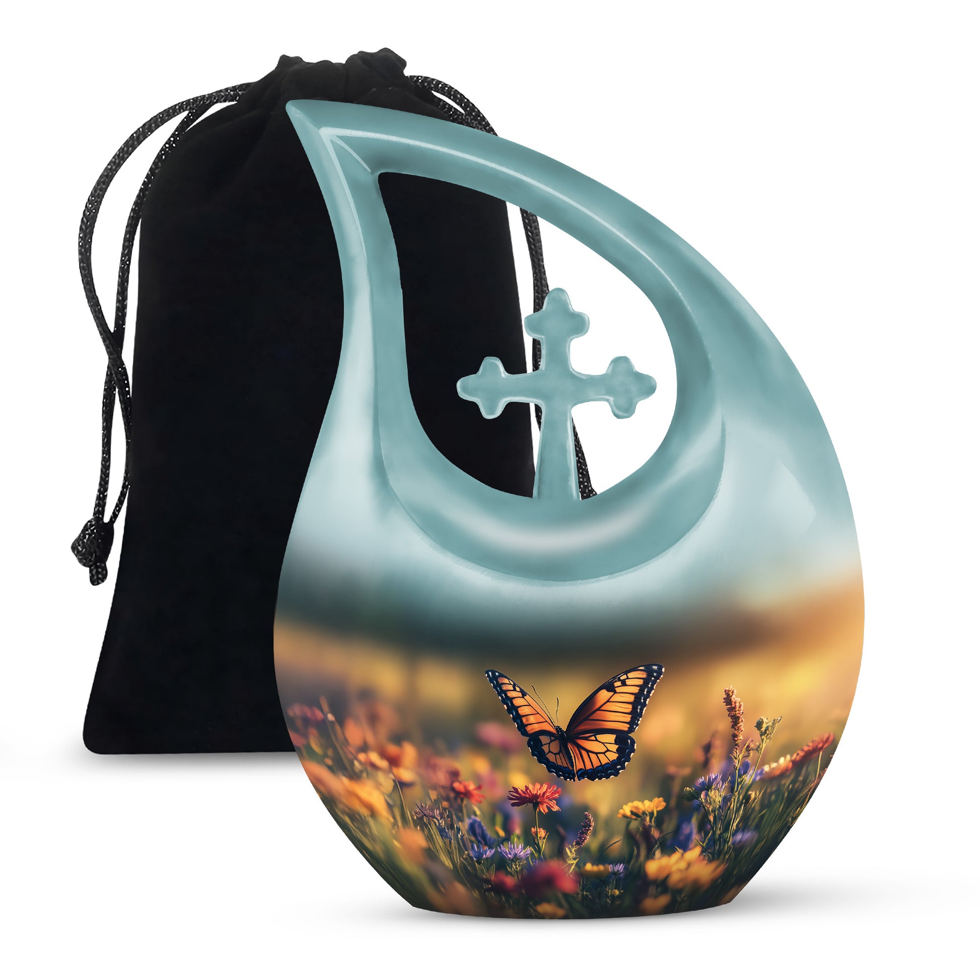 Monarch Butterfly Urn For Mother - Floral Fields Urns For Loved Ones