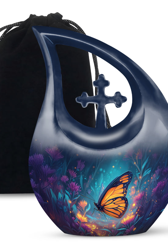 Orange Monarch Butterfly Urn For Mother - Colorful Forest Urns