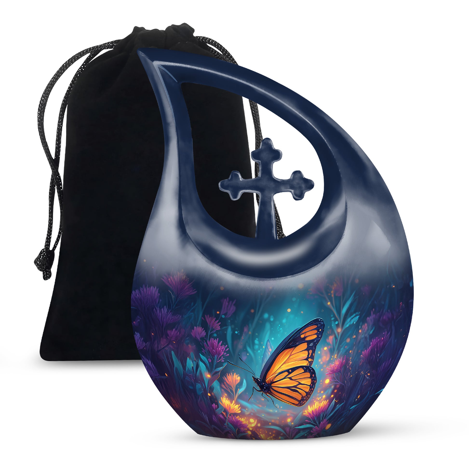 Orange Monarch Butterfly Urn For Mother - Colorful Forest Urns
