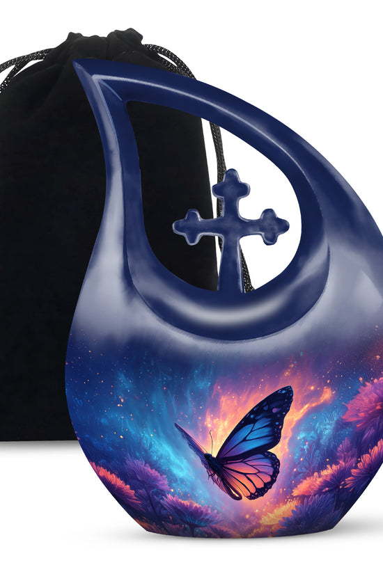 Cosmic Butterfly Cremation Urn - Memorial Urn for Mom or Dad