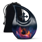 Butterfly On Flower Scenic Urn - Large Cremation Urns For Women Ashes