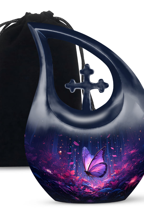 Beautifully Crafted Purple Butterfly Urn - Large Urns For Mom Ashes