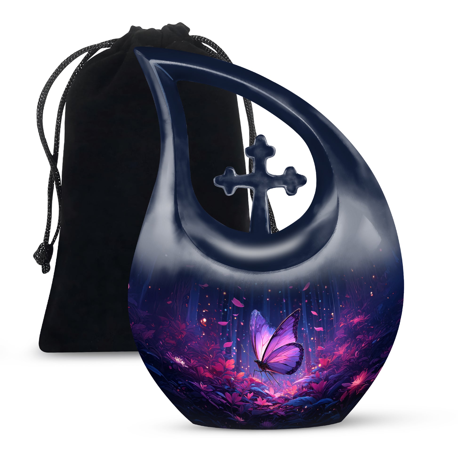 Beautifully Crafted Purple Butterfly Urn - Large Urns For Mom Ashes