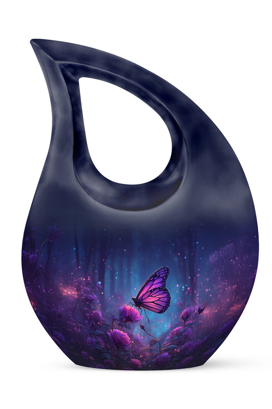 Personalized Blue Cherished Butterfly Cremation Urns for Human Ashes - 10-inch, 200 cu in - Yatskia