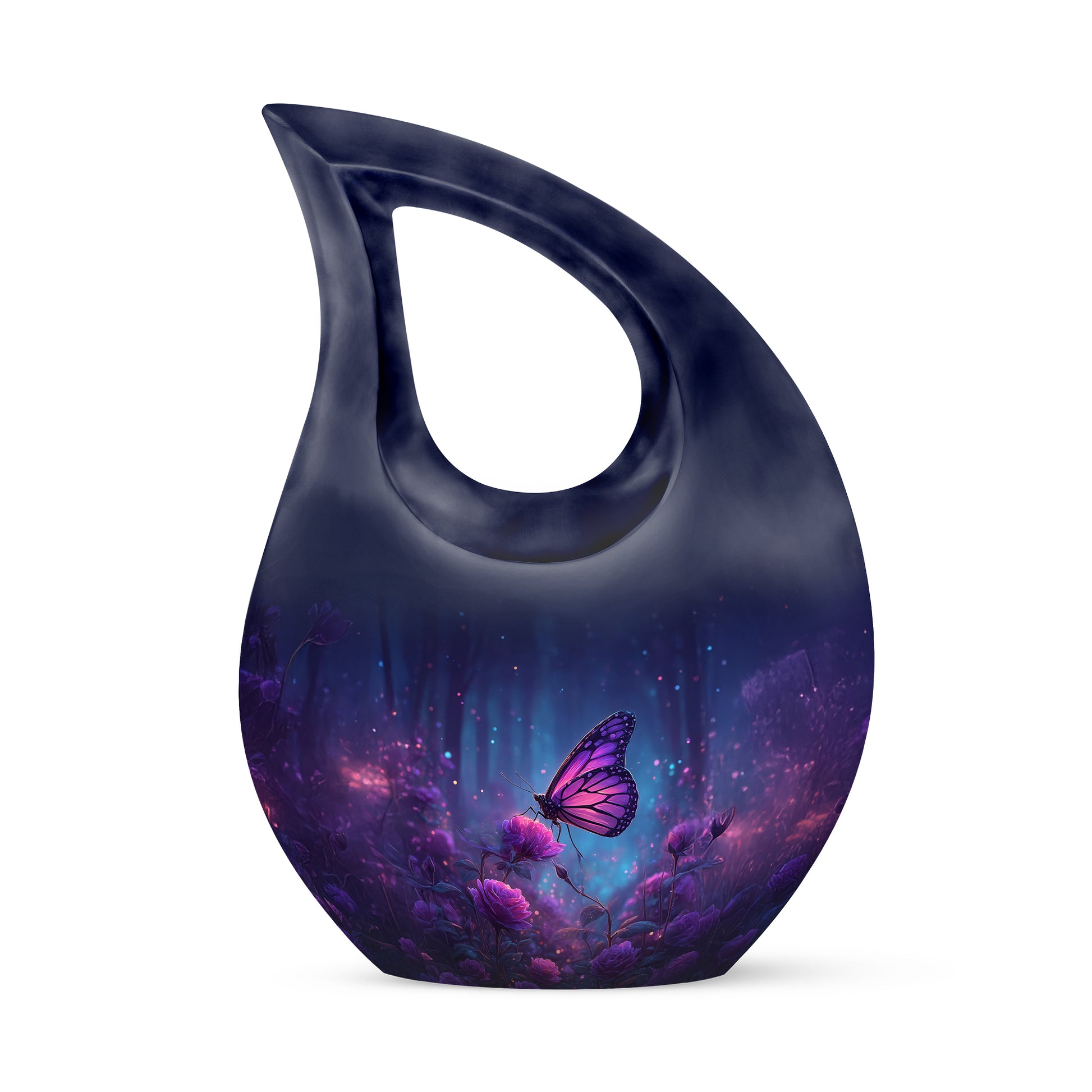 Personalized Blue Cherished Butterfly Cremation Urns for Human Ashes - 10-inch, 200 cu in - Yatskia