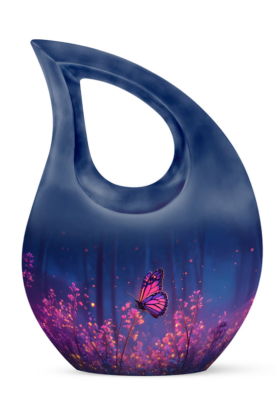 Blue Serene Butterfly Memorial Urn for Ashes - 10-inch, 200 cu in - Yatskia