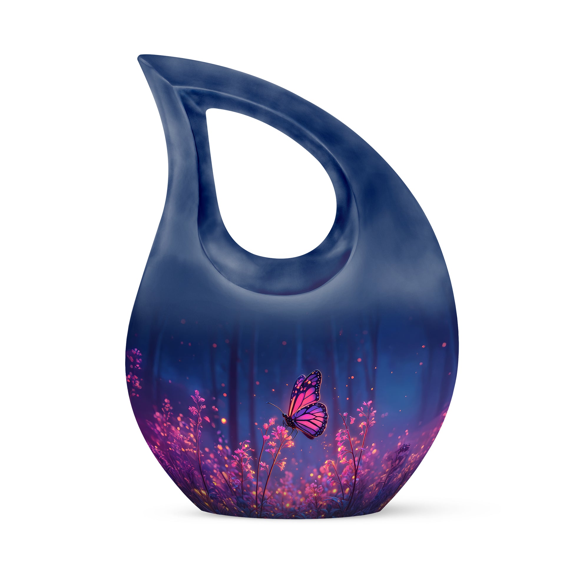Blue Serene Butterfly Memorial Urn for Ashes - 10-inch, 200 cu in - Yatskia