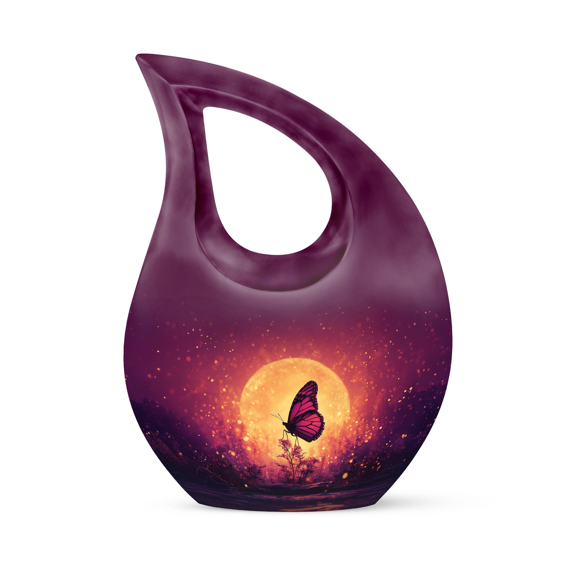 Radiant Butterfly Memorial Cremation Urns - Pink 10-inch, 200 cu in - Yatskia