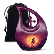 Pink Butterfly & Moon Scenic Urn - Elegant Memorial Urns For Women