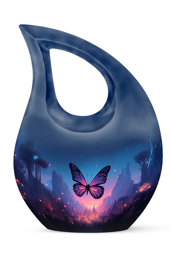 Lustrous Butterfly Cremation Urns for Human Ashes - Blue 10-inch - Yatskia