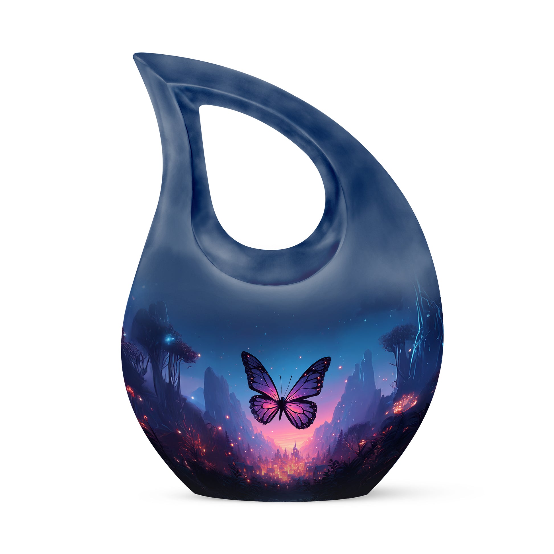 Lustrous Butterfly Cremation Urns for Human Ashes - Blue 10-inch - Yatskia