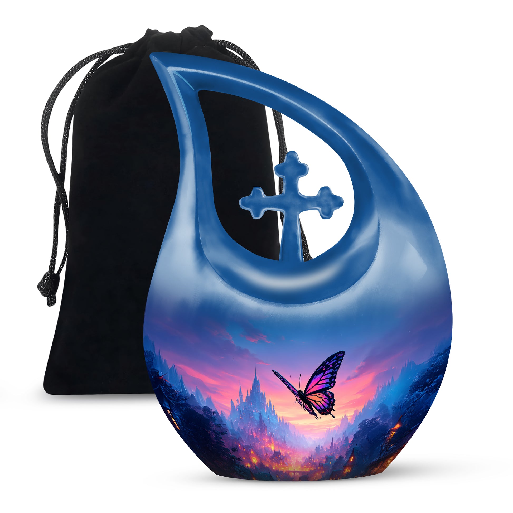 Blue Flying Butterfly Urns - Beautiful Cremation Urns For Mom Ashes