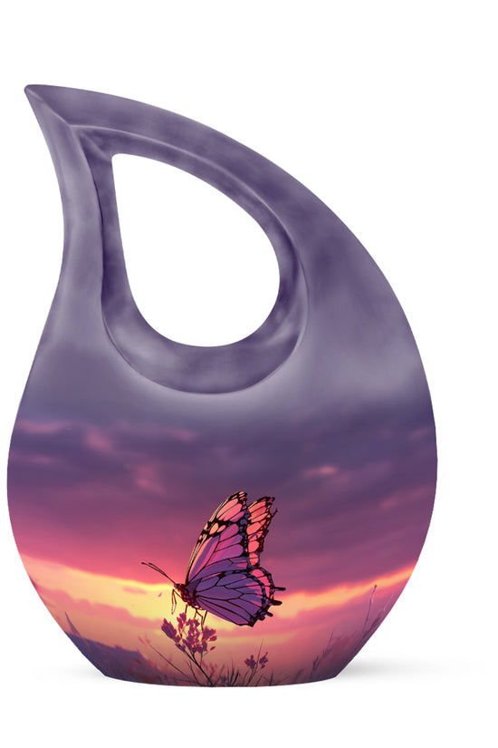 Inspiring Blue Butterfly Dedication Urn for Human Ashes - 10-inch, 200 cu in - Yatskia