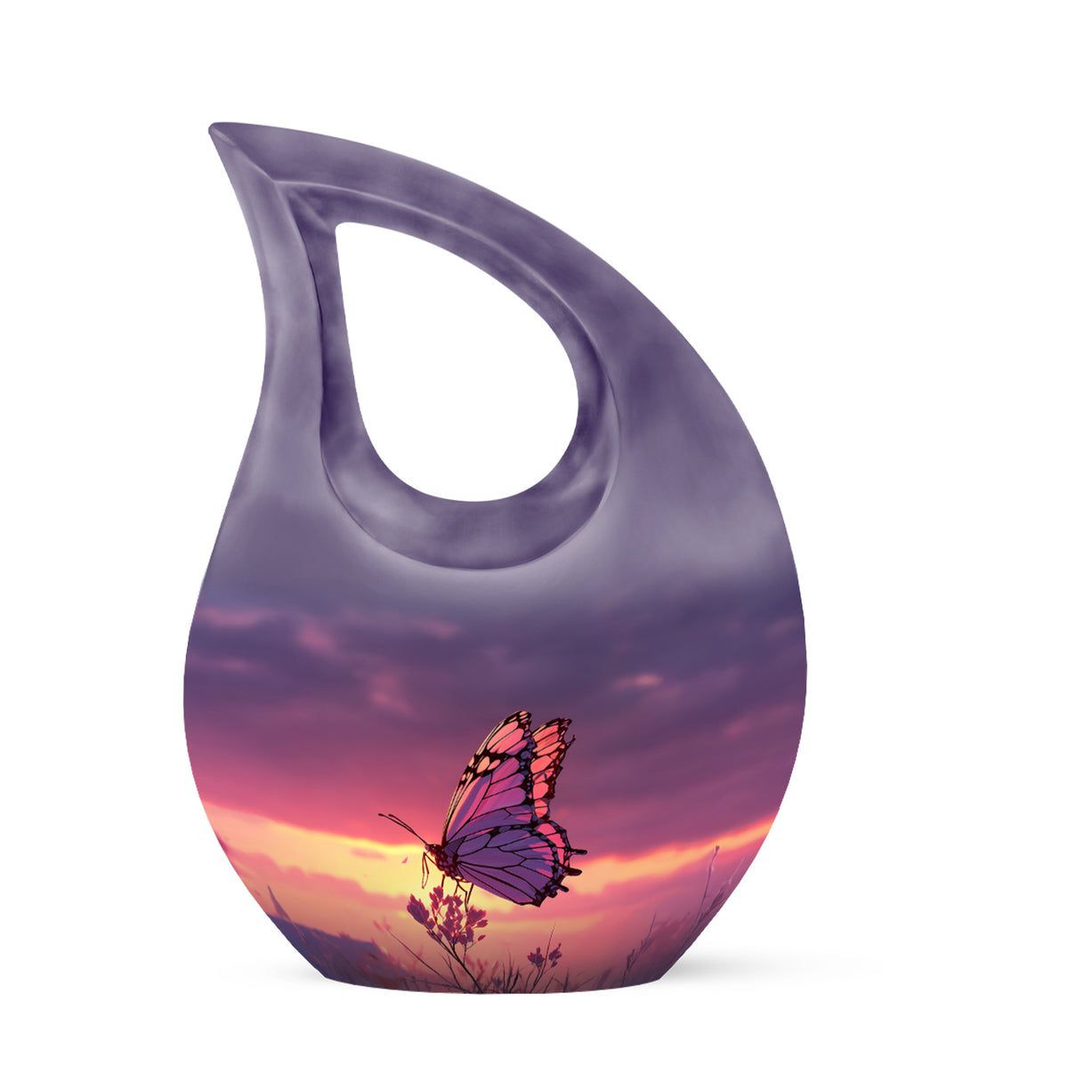 Inspiring Blue Butterfly Dedication Urn for Human Ashes - 10-inch, 200 cu in - Karyliz