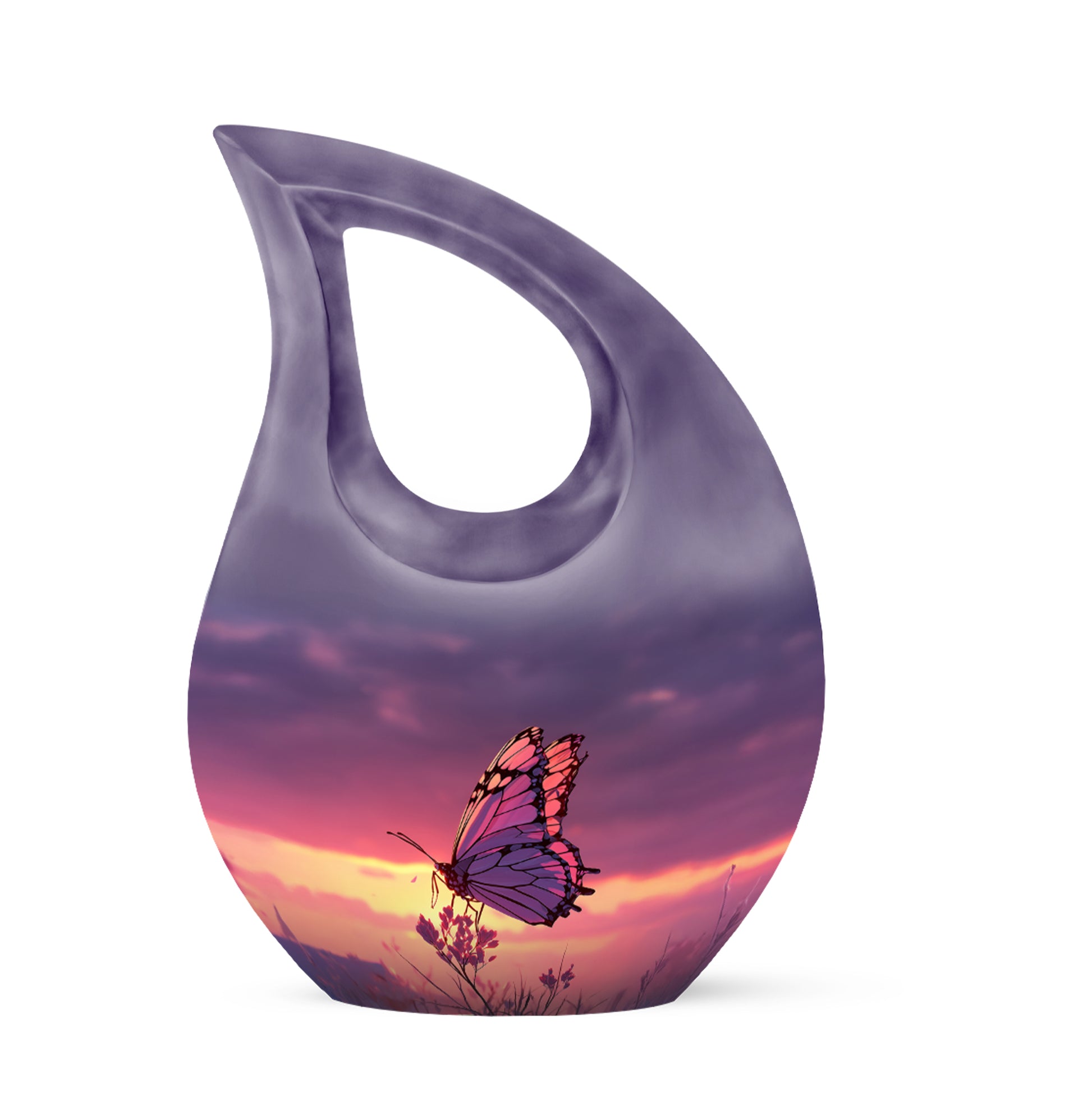 Inspiring Blue Butterfly Dedication Urn for Human Ashes - 10-inch, 200 cu in - Yatskia