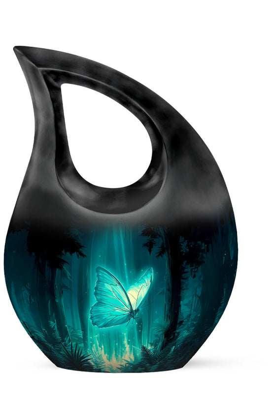 Personalized Seraphic Butterfly Cremation Urns - Teal 10-inch, 200 cu in - Yatskia