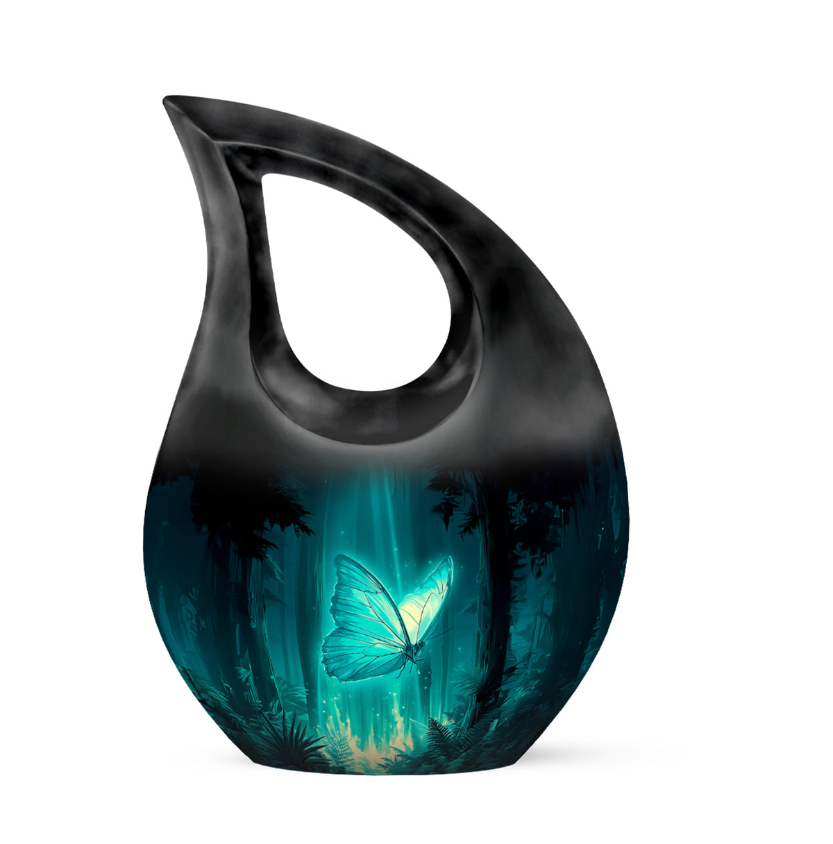 Personalized Seraphic Butterfly Cremation Urns - Teal 10-inch, 200 cu in - Karyliz