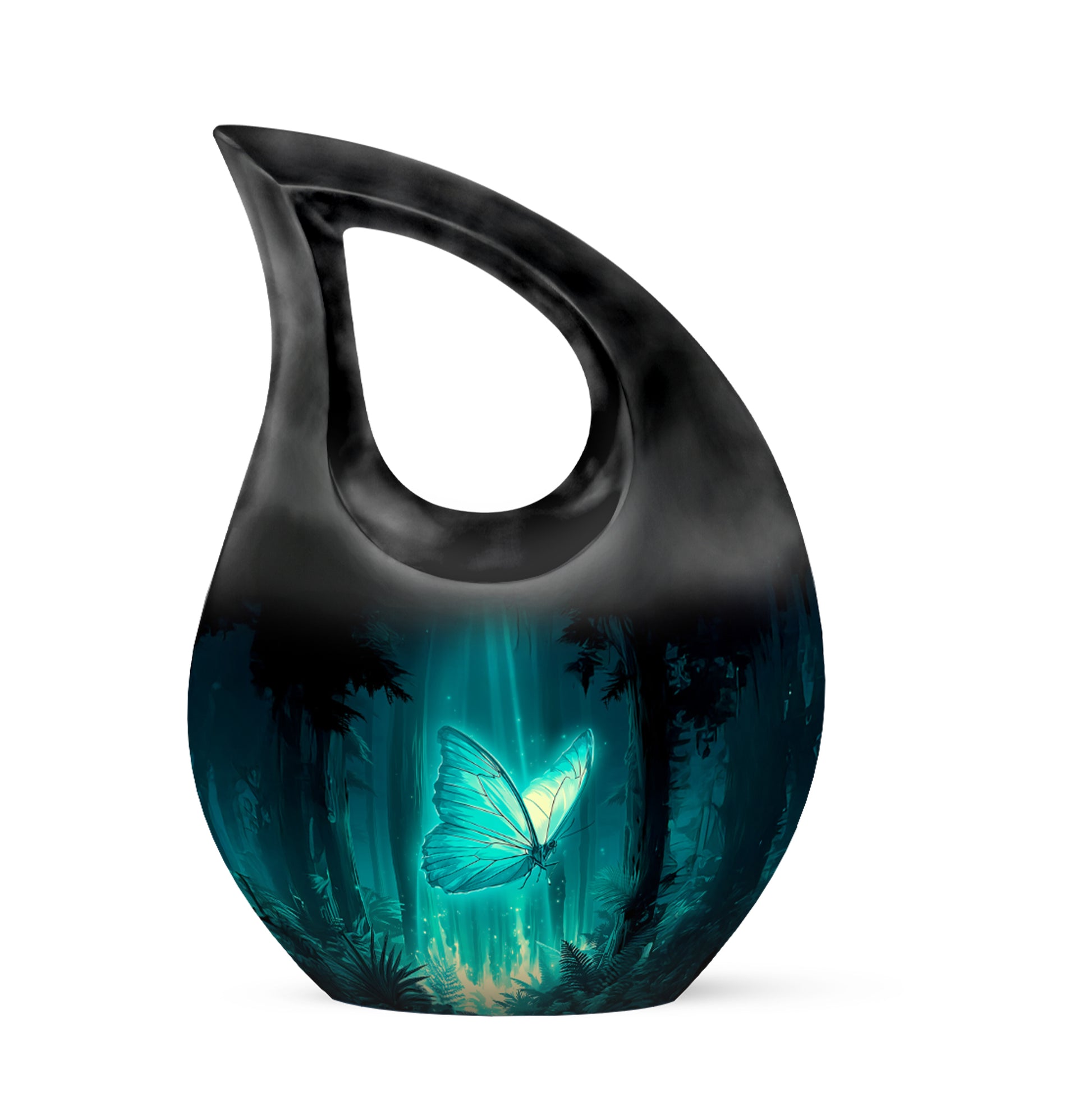 Personalized Seraphic Butterfly Cremation Urns - Teal 10-inch, 200 cu in - Yatskia
