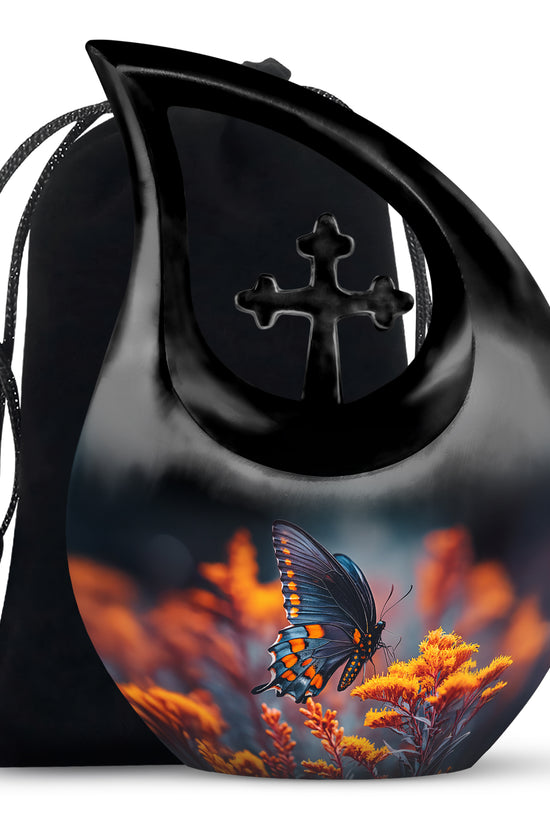 Colorful Butterfly On Flower - Beautiful Urns For Mom Ashes
