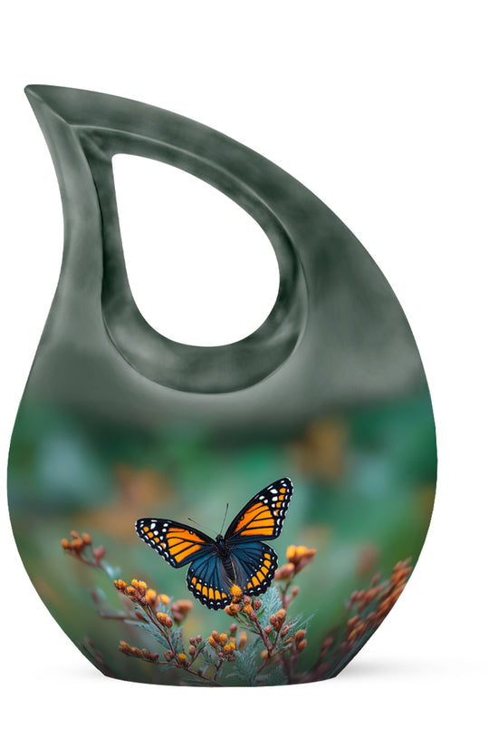 Personalized Magnificent Butterfly Cremation Urns - Green 10-inch, 200 cu in - Yatskia